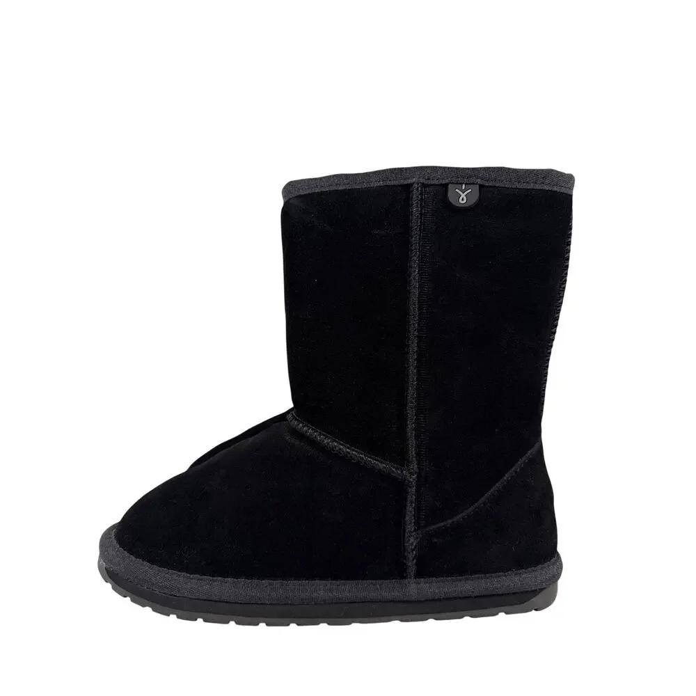 EMU Australia Wallaby Lo Boots Big Kids 2‎ Black Waterproof Suede Merino Wool